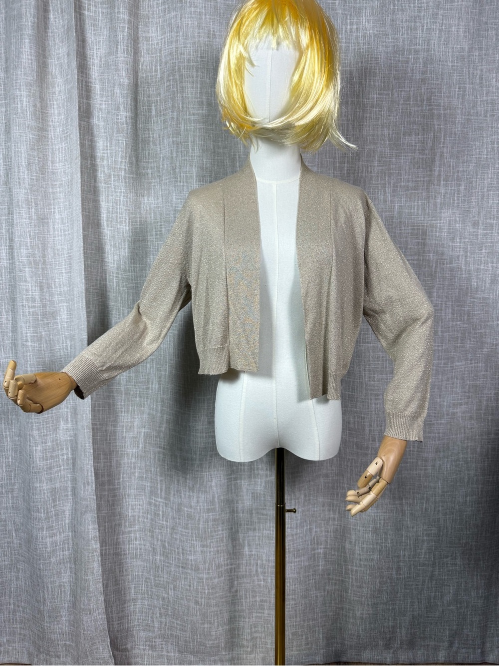 Calvin Klein Neutral Beige Cropped Open-Front Cardigan